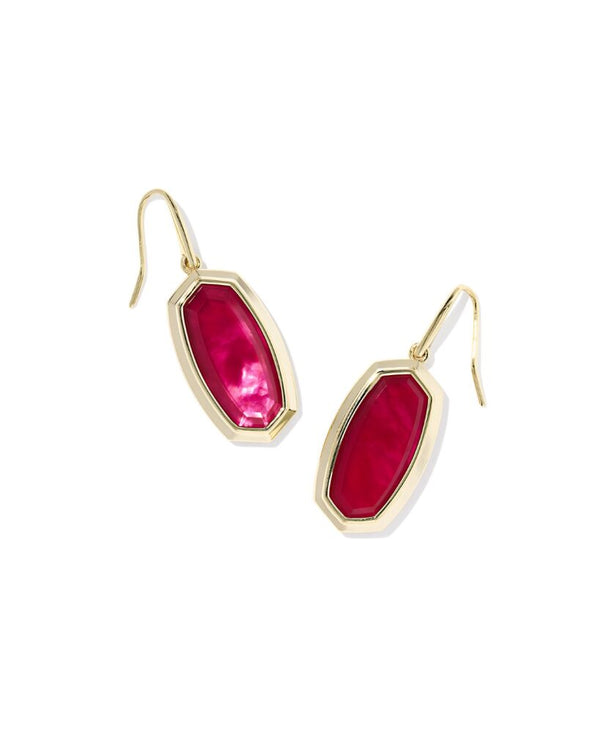 Kendra Scott Dani Bezel Gold Drop Earrings - Carmine Red Illusion
