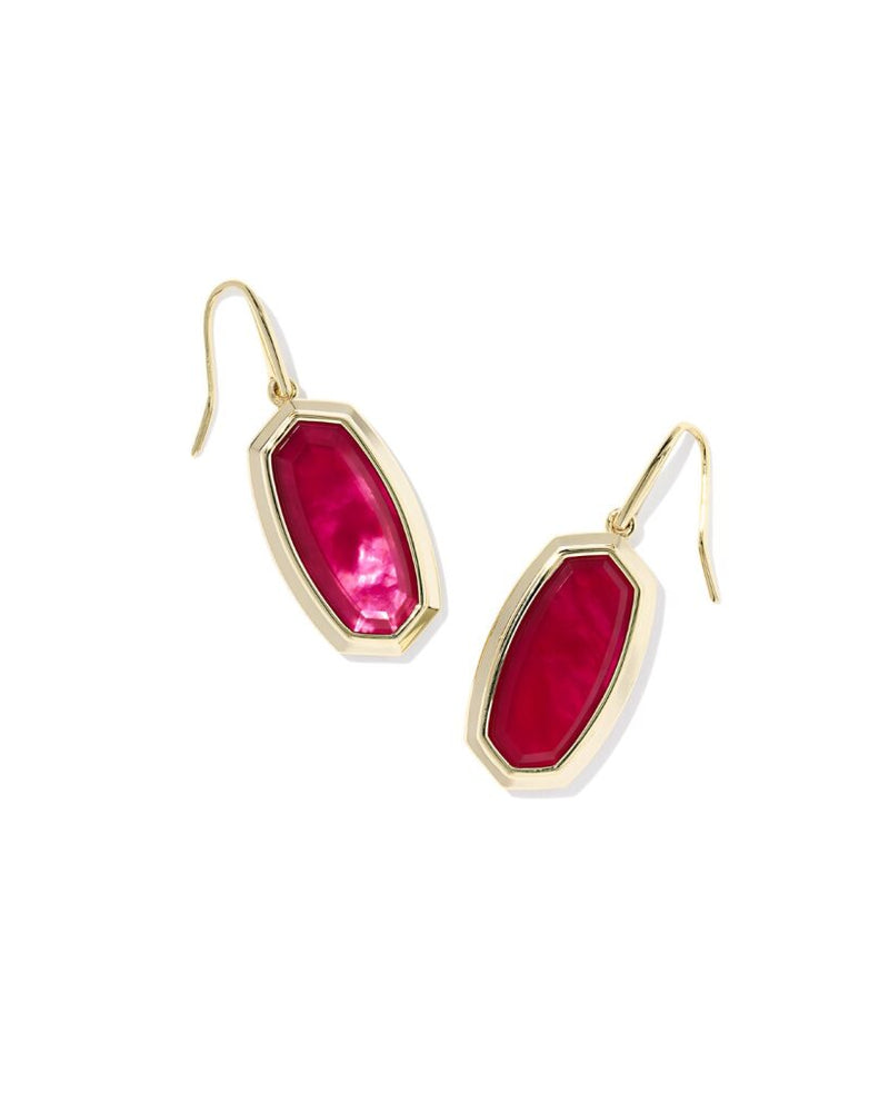 Kendra Scott Dani Bezel Gold Drop Earrings - Carmine Red Illusion