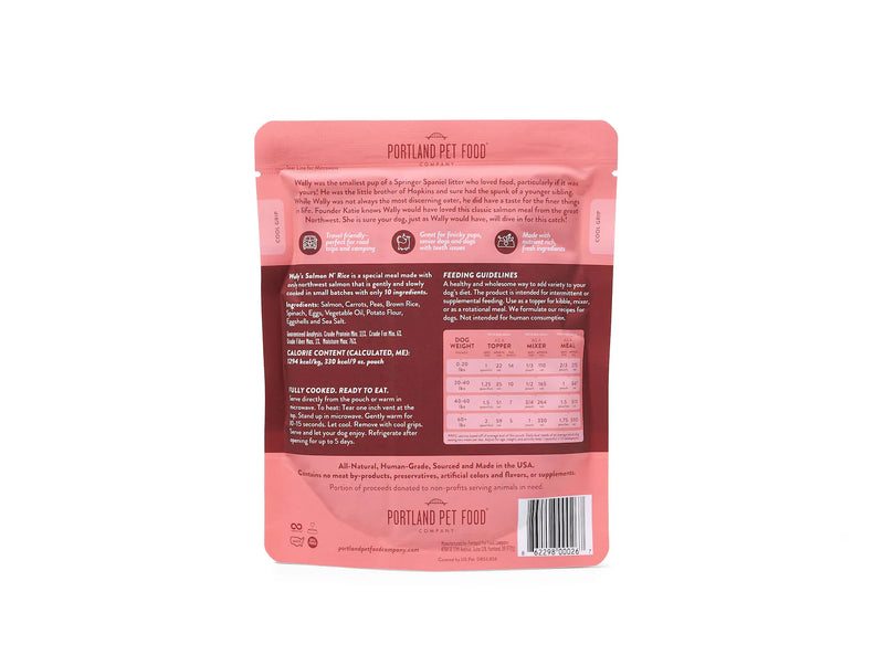 Portland Pet Food Company Wally's Salmon N' Rice Homestyle Dog Meal Pouch - 9 oz.