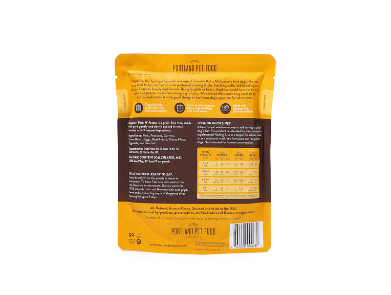 Portland Pet Food Company Hopkins' Pork N' Potato Homestyle Dog Meal Pouch - 9 oz.
