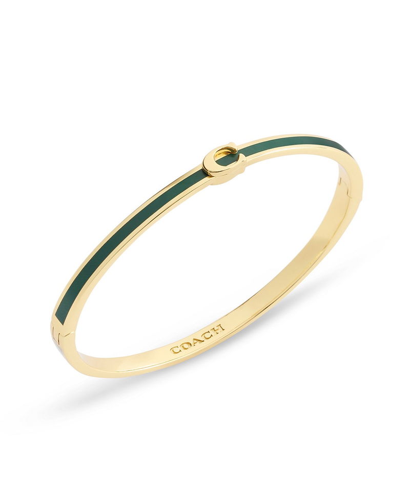 COACH Gold-Plated Green Enamel Hinged Bracelet