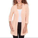 Emaline Womens Open 3/4 Sleeve Long Cardigan