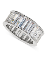 Lauren Ralph Lauren Silver-Tone Cubic Zirconia Crystal Baguette Ring - Size 7