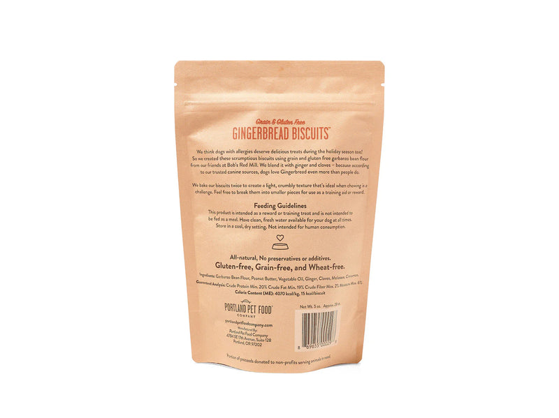 Portland Pet Food Company Grain & Gluten-Free Gingerbread Biscuits Dog Treats - 5 oz.