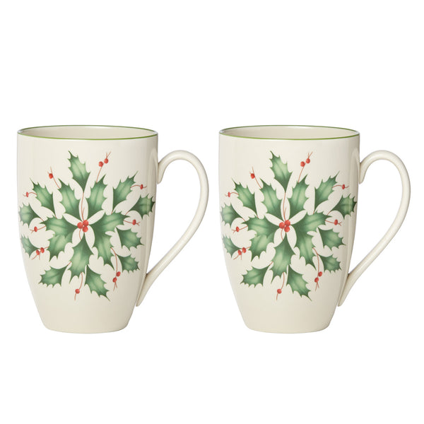 Lenox Hosting the Holidays 2-Piece Holly Mug Set