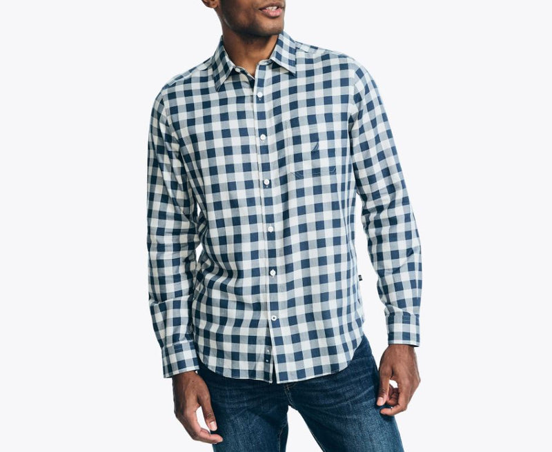 Nautica Mens Sustainably Crafted Plaid Long Sleeve Shirt