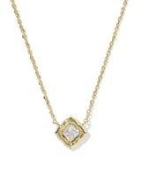 Kendra Scott Mallory Crystal Gold Short Pendant Necklace - White Cubic Zirconia