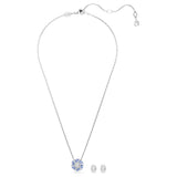 Swarovski Idyllia Earrings & Necklace Set - Mixed cuts, Flower, Blue, Rhodium Plated