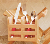 Lipper International 2 Compartment Bamboo Flatware Holder with Metal Clips