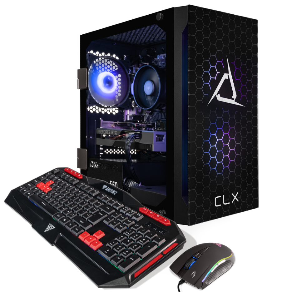 CLX SET Gaming Desktop - AMD Ryzen 5 5600 3.5GHz 6-Core Processor, 16GB DDR4 Memory, GeForce RTX 3050 8GB GDDR6 Graphics, 500GB M.2 NVMe SSD, 2TB HDD, WiFi, Black CLX Edition Spear MicroATX Tower RGB Fans, Windows 11 Home 64-bit