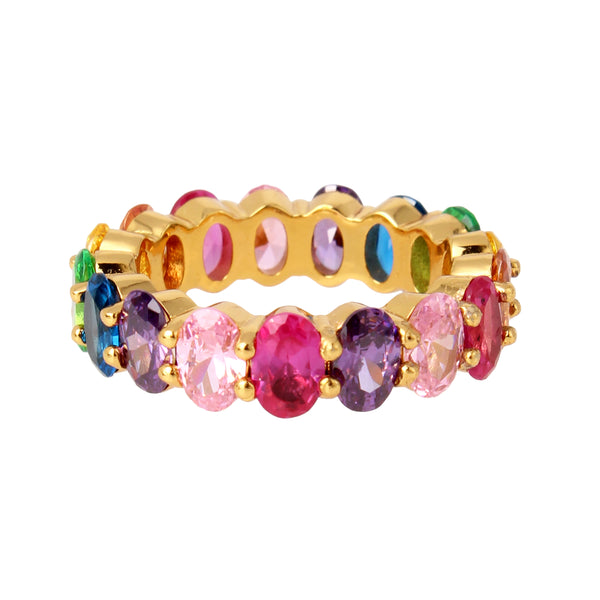 Kurt Geiger Jewel Rainbow Band Ring - Size 8