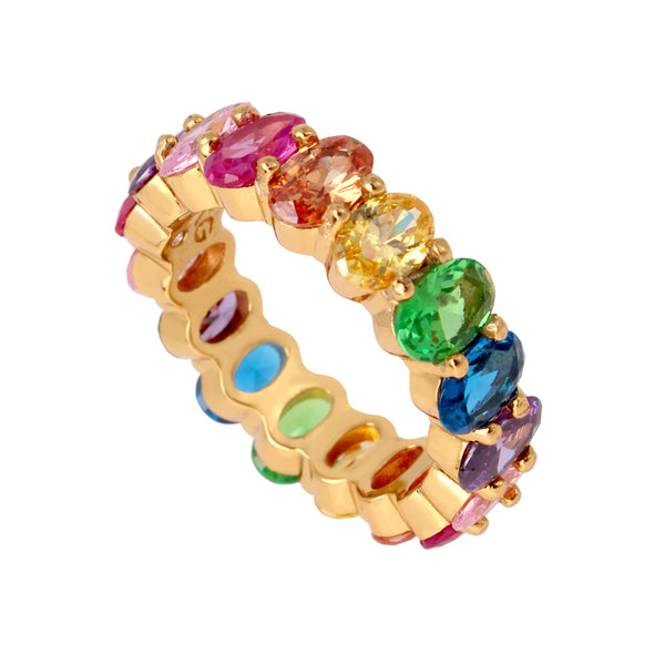 Kurt Geiger Jewel Rainbow Band Ring - Size 8