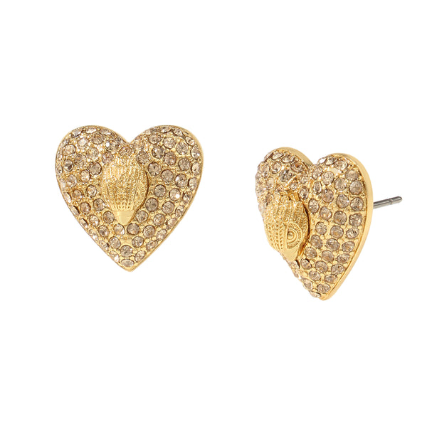 Kurt Geiger Signature Eagle Pavé Heart Stud Earrings