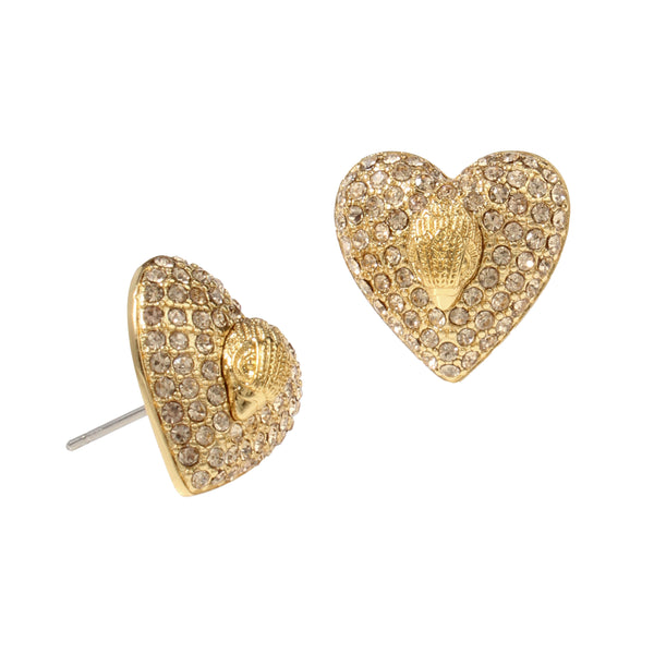 Kurt Geiger Signature Eagle Pavé Heart Stud Earrings