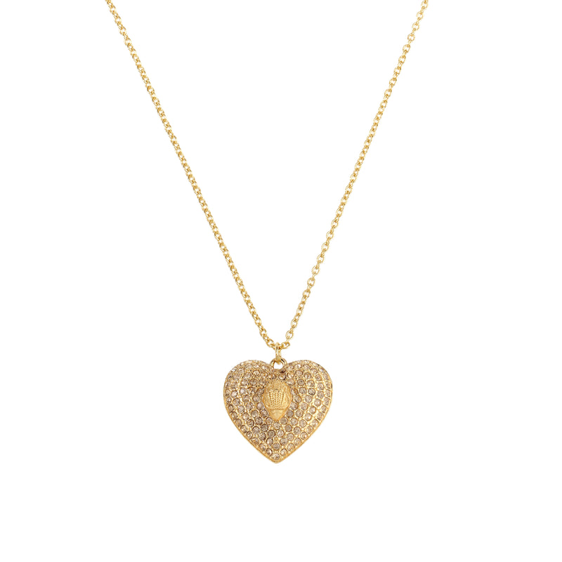 Kurt Geiger Signature Eagle Pavé Heart Pendant Necklace