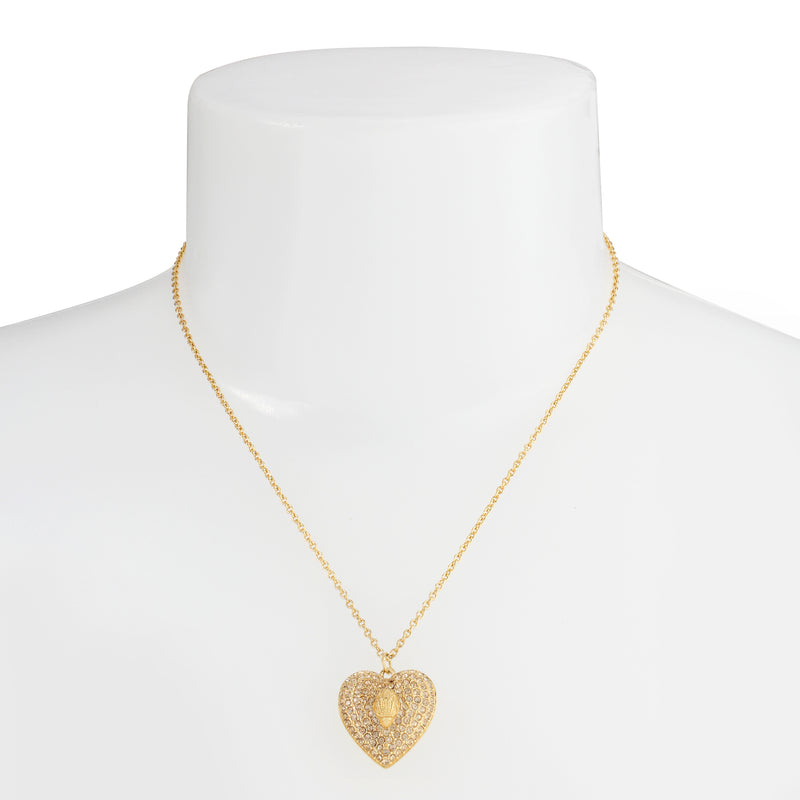 Kurt Geiger Signature Eagle Pavé Heart Pendant Necklace