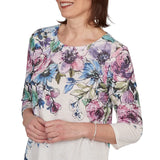 Alfred Dunner Womens Falling Roses Knit Top