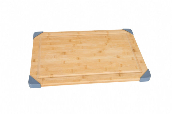 Lipper International Bamboo Cutting Board with Gray Silicone Corners