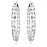Swarovski Matrix Hoop Earrings - Round cut, White, Rhodium plated