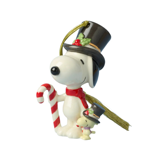 Lenox Snoopy & Woodstock with Candy Cane Ornament