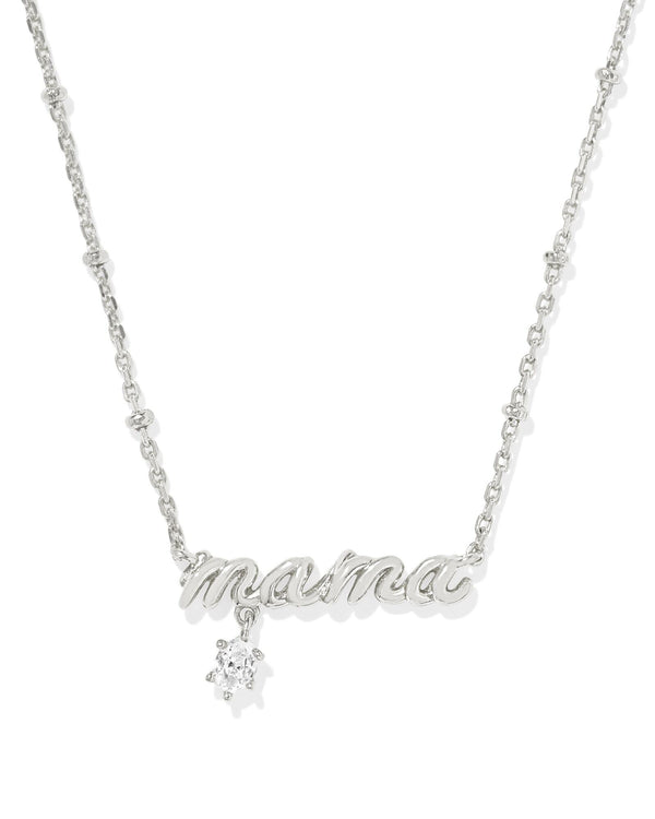 Kendra Scott Mama Crystal Short Pendant Necklace - Silver Plated