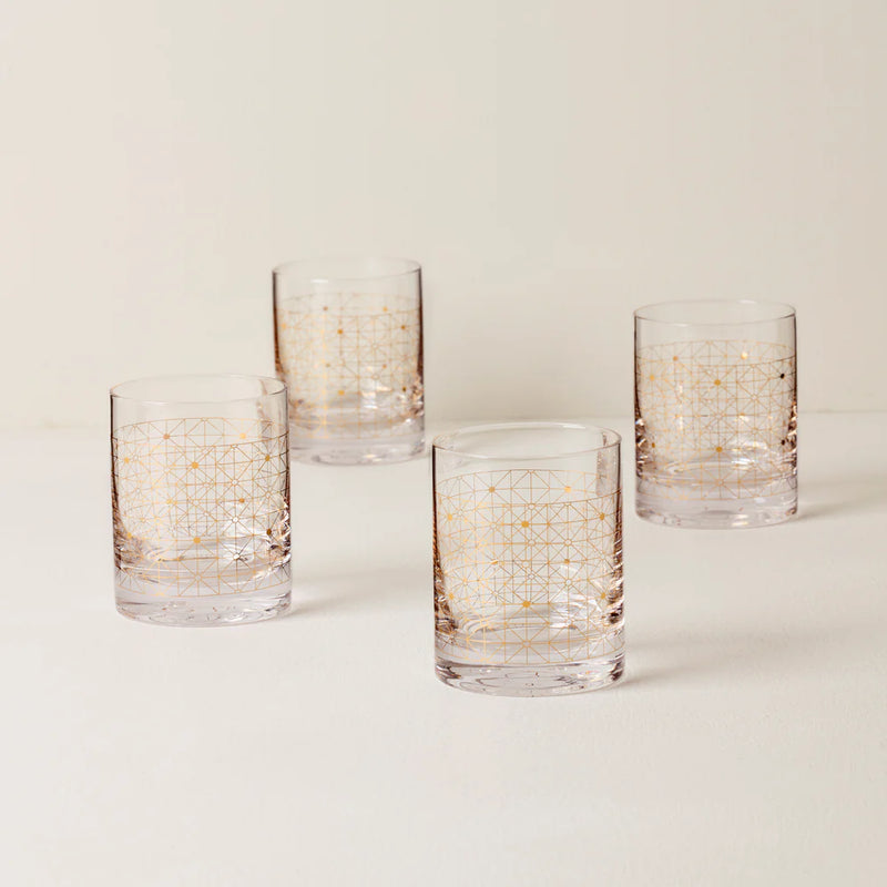 Lenox Tuscany Classics Gold Dust Double Old Fashioned Glasses - Set of 4