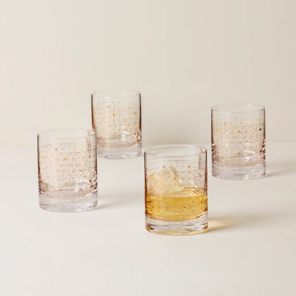 Lenox Tuscany Classics Gold Dust Double Old Fashioned Glasses - Set of 4