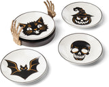 Lenox Oneida Vintro Halloween Tidbit Plates with Holder - Set of 4