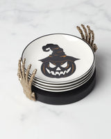 Lenox Oneida Vintro Halloween Tidbit Plates with Holder - Set of 4