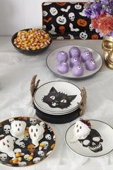 Lenox Oneida Vintro Halloween Tidbit Plates with Holder - Set of 4