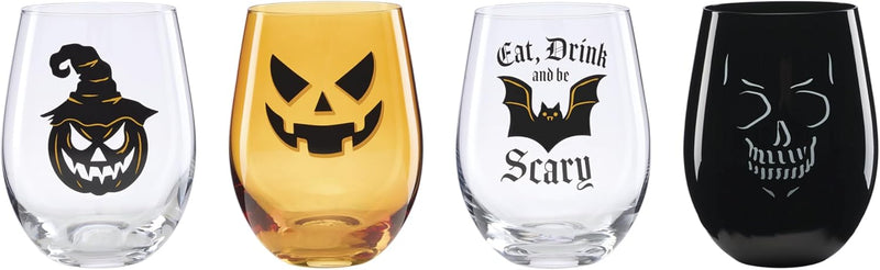 Lenox Oneida Vintro Halloween Stemless Wine Glasses - Set of 4