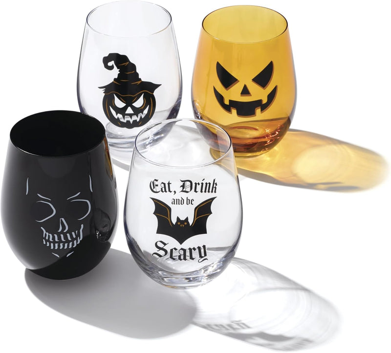 Lenox Oneida Vintro Halloween Stemless Wine Glasses - Set of 4