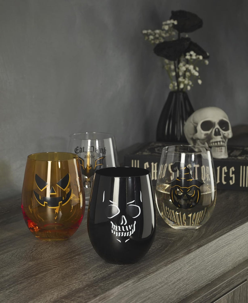 Lenox Oneida Vintro Halloween Stemless Wine Glasses - Set of 4