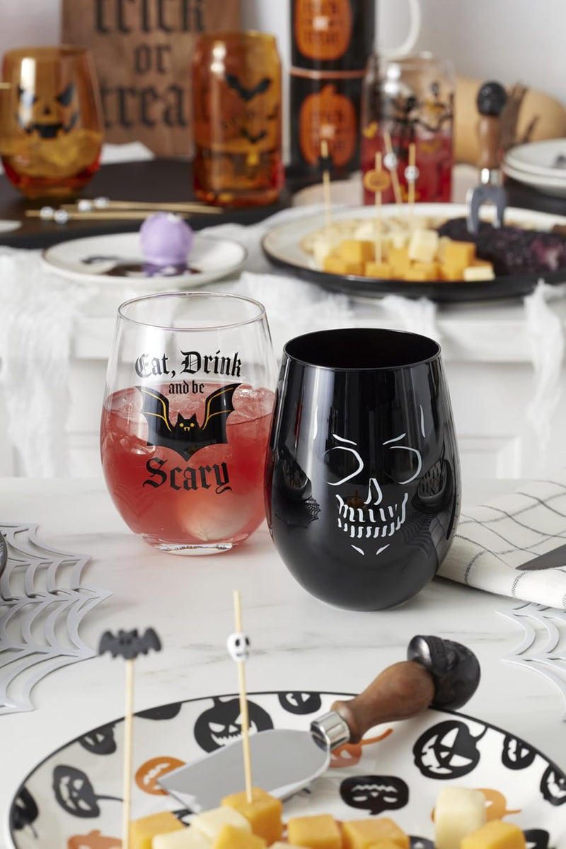 Lenox Oneida Vintro Halloween Stemless Wine Glasses - Set of 4