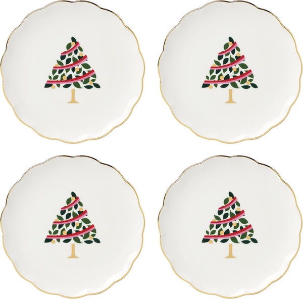 Kate Spade Evergreen Scallop Tidbit Plates - Set of 4