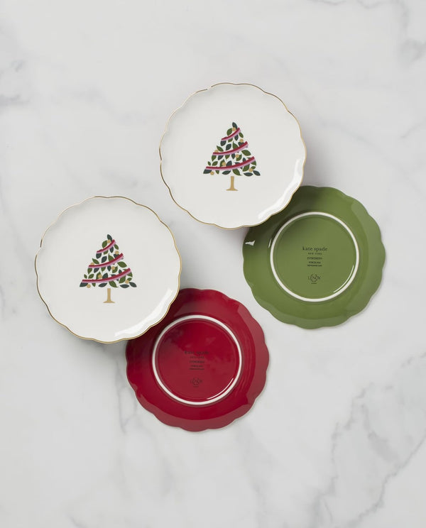 Kate Spade Evergreen Scallop Tidbit Plates - Set of 4