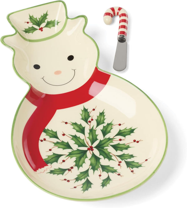 Lenox Holiday Snowman Tray with Spreader