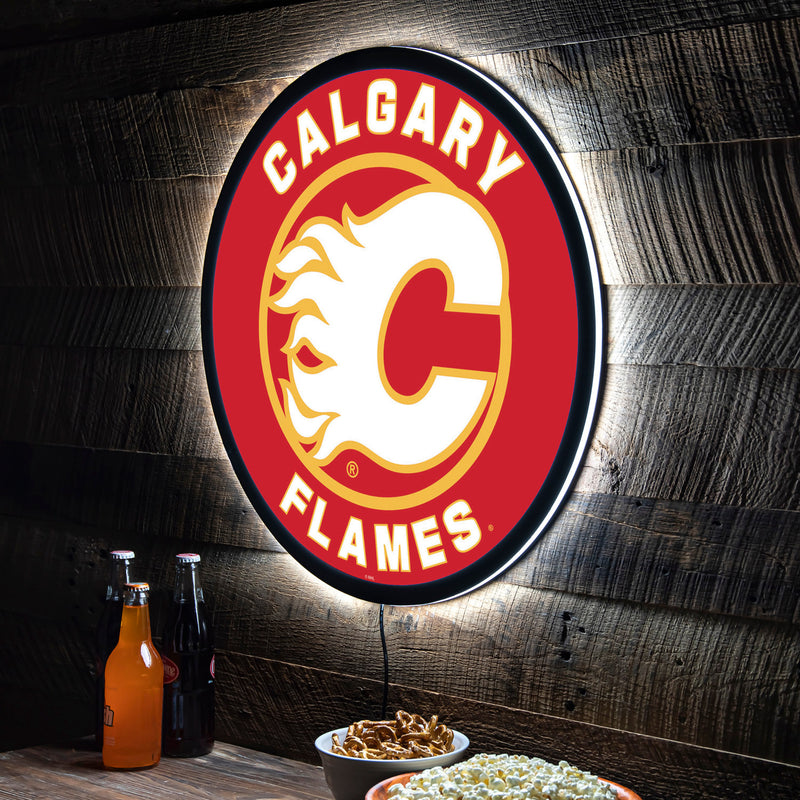 Evergreen Calgary Flames Round 23" LED Lighted Sign
