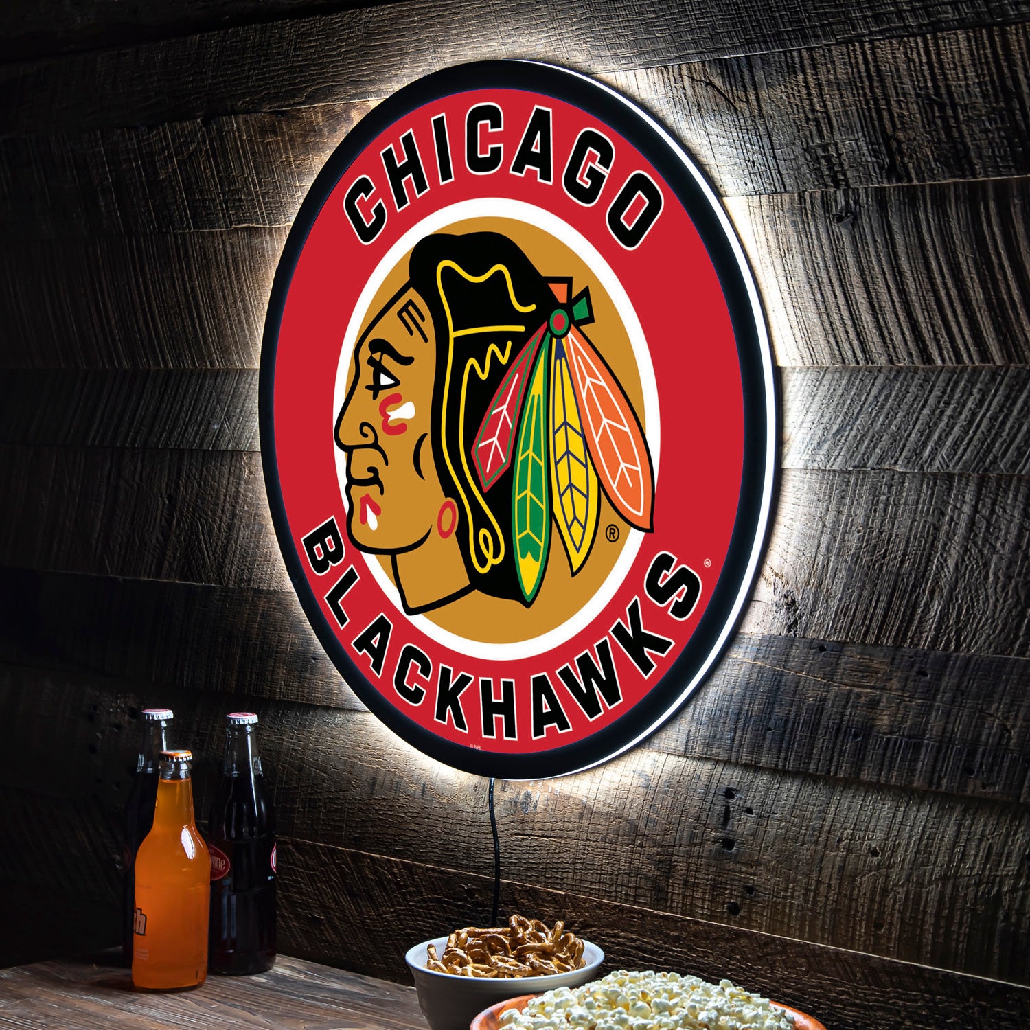 Evergreen Chicago Blackhawks Round 23" LED Lighted Sign
