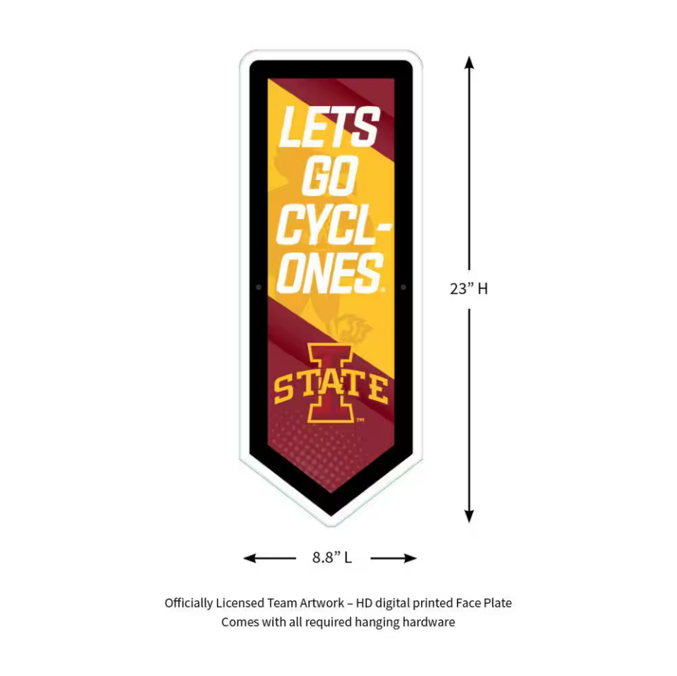 Evergreen Iowa State University Pennant 9" x 23" LED Lighted Sign