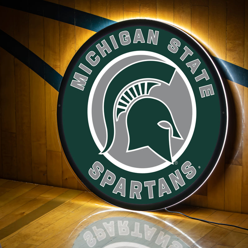Evergreen Michigan State University Round 23" LED Lighted Sign