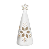 Evergreen Season To Sparkle LED Ceramic Christmas Tree with Snowflake Cut Out - Set of 2