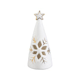 Evergreen Season To Sparkle LED Ceramic Christmas Tree with Snowflake Cut Out - Set of 2