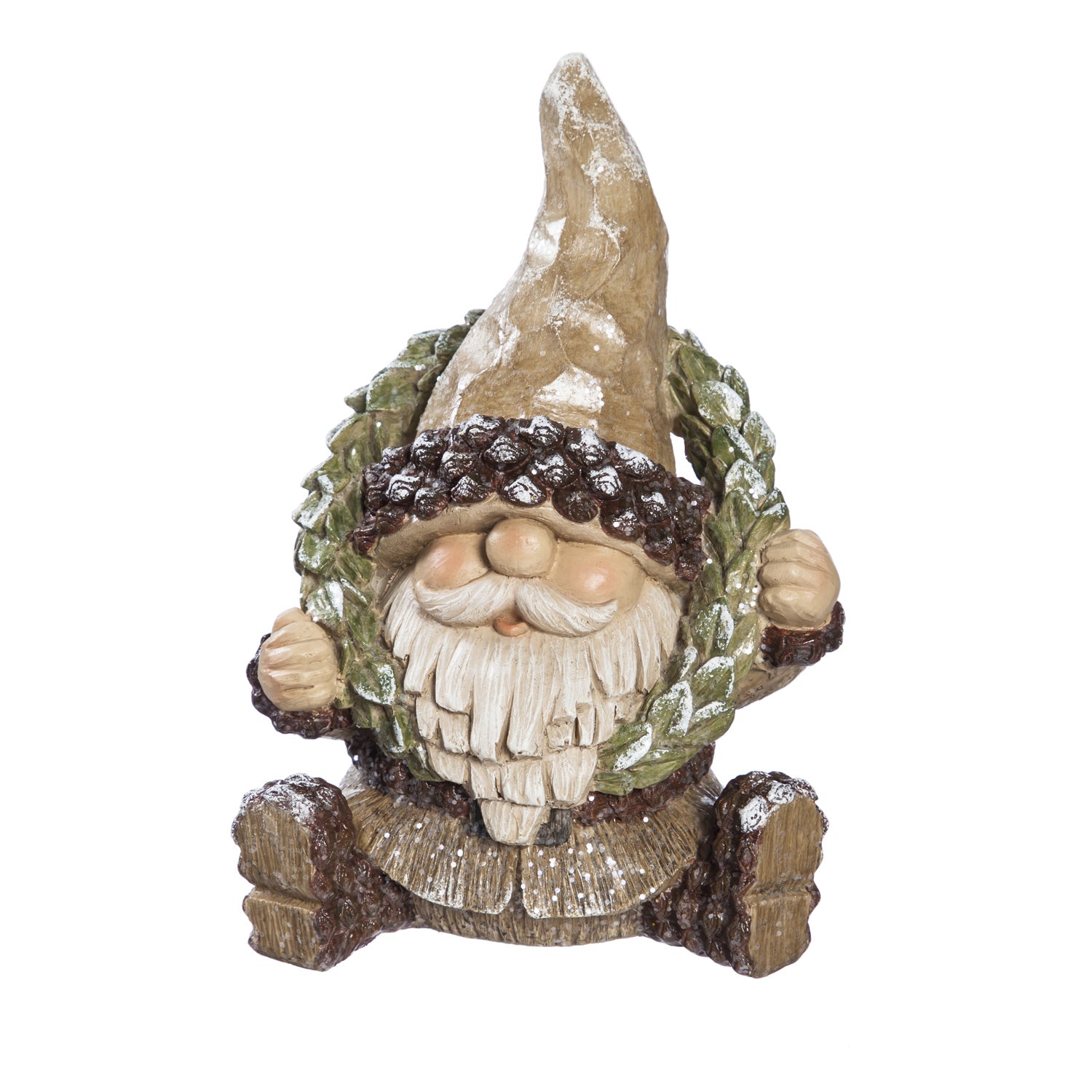 Evergreen Resin Woodland Gnome with Wreath