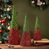Evergreen Joyful Traditions Glitter Conical Paper Table Decor - Set of 3