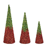 Evergreen Joyful Traditions Glitter Conical Paper Table Decor - Set of 3