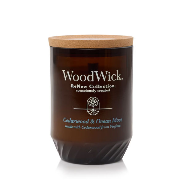 WoodWick Large ReNew Candle - Cedarwood & Ocean Moss