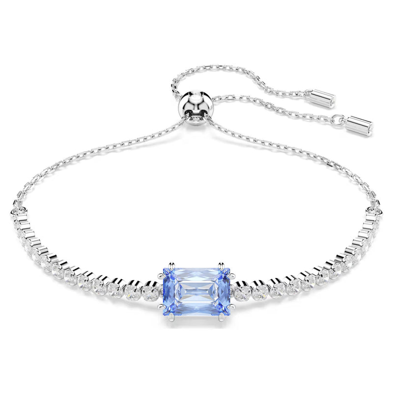 Swarovski Matrix Tennis Bracelet - Mixed Cuts, Blue, Rhodium Plated