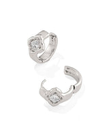Kendra Scott Mallory Crystal Silver Huggie Earrings - White Cubic Zironia
