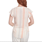 Emaline Womens V-Neck Flutter Sleeve Top